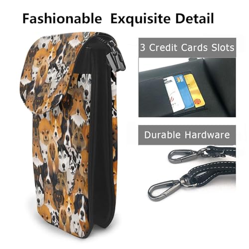 Dogs Different Breeds Print Small Crossbody Bags for Women Leather Cell Phone Purses Mini Leather Shoulder Handbag Adjustable Strap2