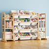 SpaceAid Toy Storage Organizer with 6 Shelves and 12 Bins, Bookshelf/Bookcase, Kids Bin Shelf, Toys Box for Playroom Organization for Bedroom & Room Decor, White, 52.3″ W