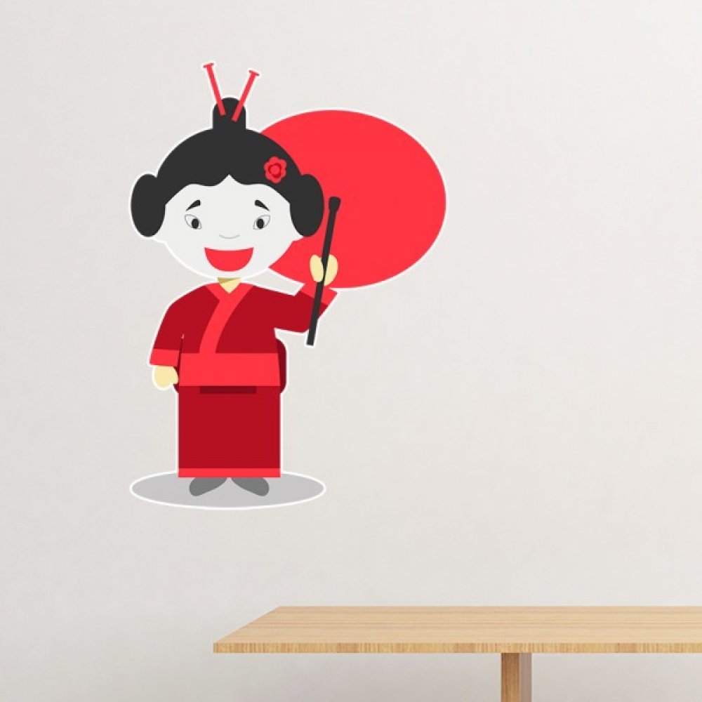Art mural stickers DIYthinker blanc rouge amovible dessin animé japonais grand sticker mural 80cm