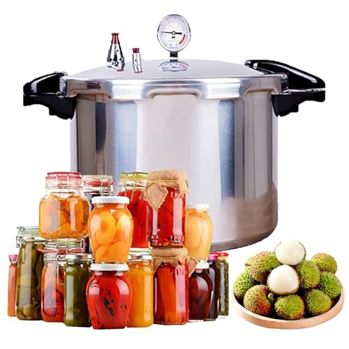 Image of High capacity pressure cookers with cooking rack 15 quart canning pressure cooker with gauge Explosion proof safety valve great for big canning jobs ompatible:induction,natural gas-open flame