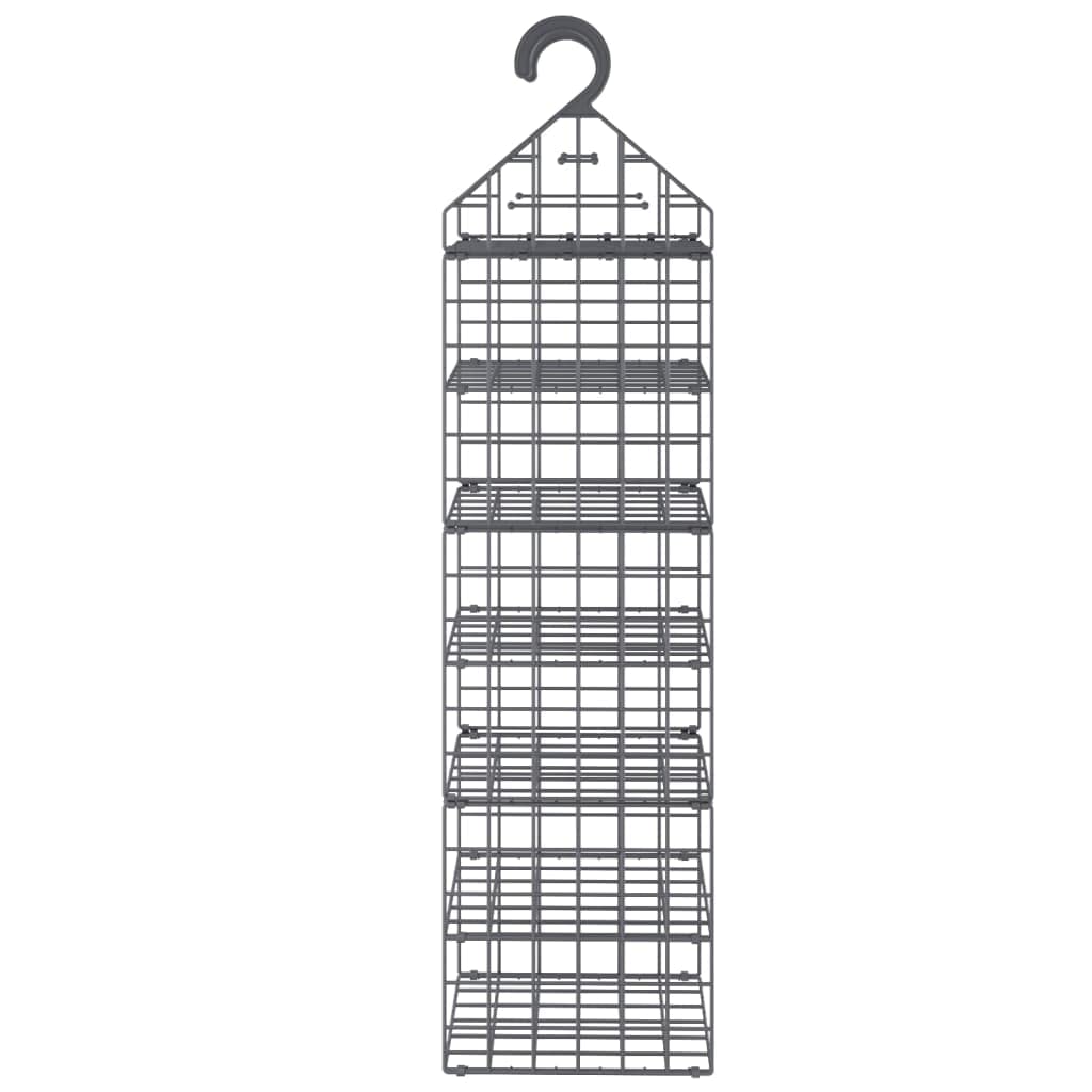 Almacenamiento colgante para armarios con 7 compartimentos, gris, material PP y PE, 31 x 31 x 113 cm, organizador de armario para barra de ropa, ahorra espacio, estable, ideal para
