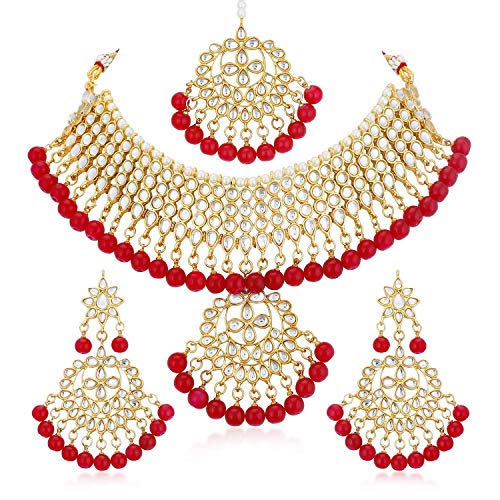 Estele Gold Kundan Gold Plated Choker Necklace Set for Women (B09J8GN8NX) Amazon Price History, Amazon Price Tracker