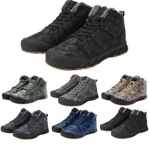 Botas de invierno impermeables para hombre, de camuflaje, para senderismo, para exteriores, tácticas, botas de nieve, cálidas, forradas, botas de invierno, antideslizantes, ligeras, para senderismo
