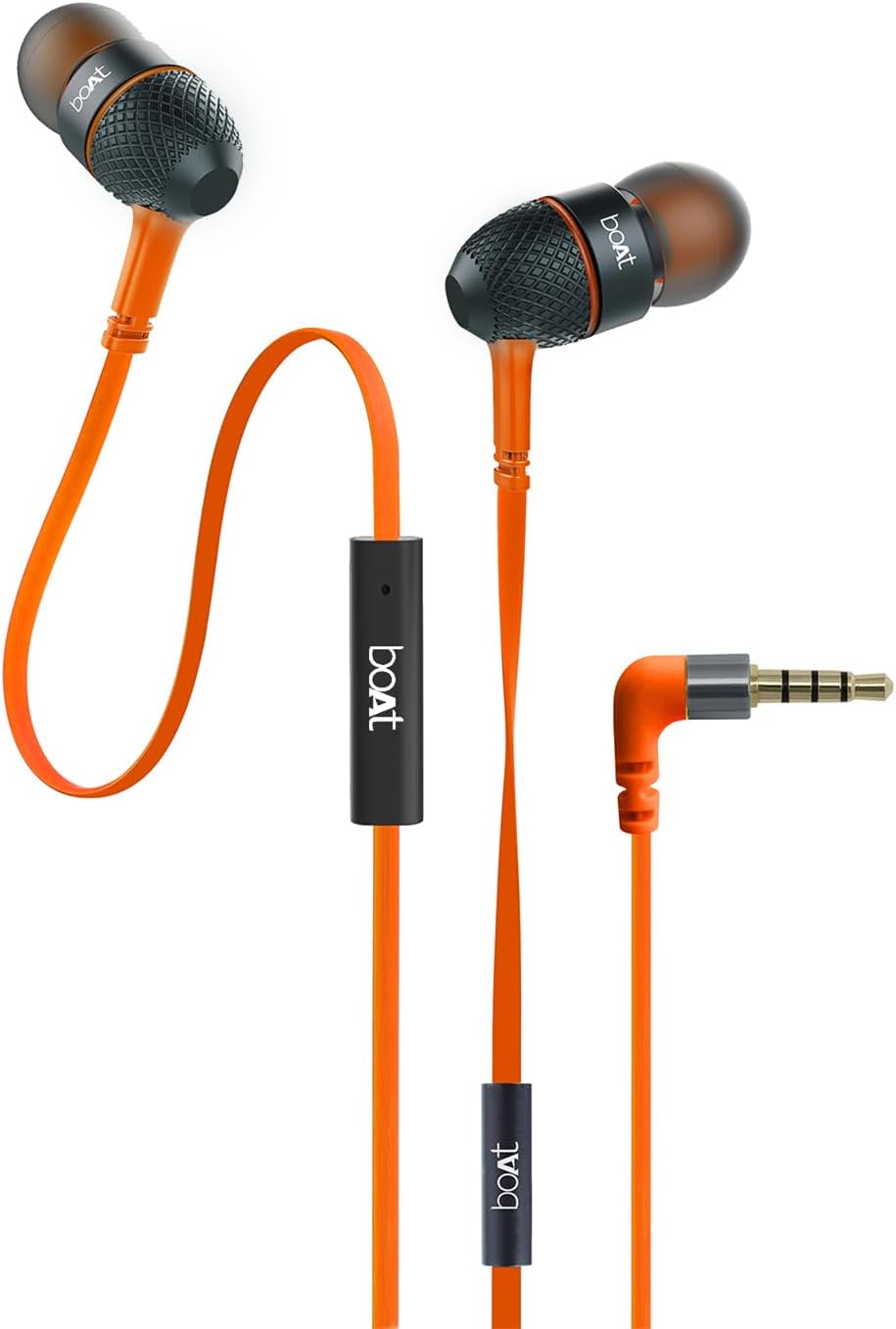 boAt Bassheads 228 in-Ear Wired Earphones with Super Extra Bass, Metallic Finish, Tangle-Free Cable and Gold Plated Angled Jack (Molten Orange)