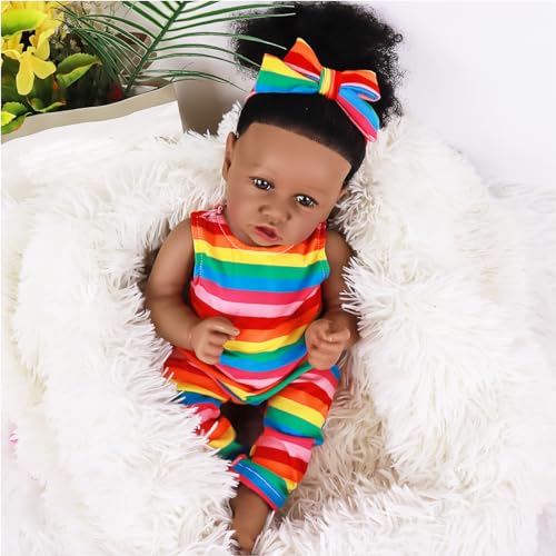 Muñeca Realista Reborn Bebé Afroamericana 55 cm miniatura 5