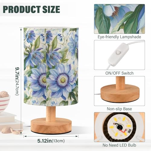 Lámpara de Mesa Decorativa Azul Flores Primavera miniatura 3