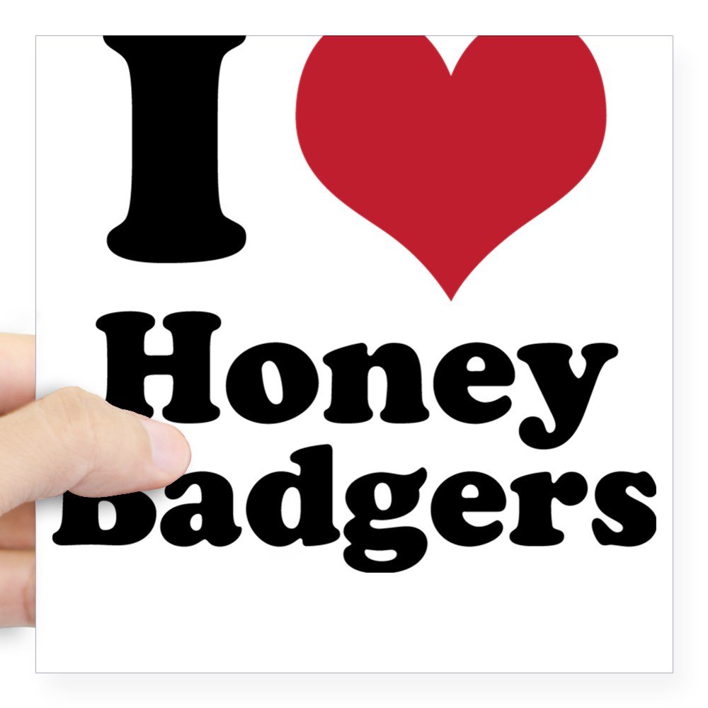 CafePress I Heart Honey Badgers Square Bumper Sticker Car Decal, 3"x3" (Small) or 5"x5" (Large)
