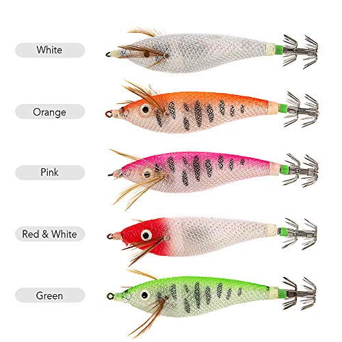 Isca de pesca, Andoer 6cm / 8cm Luminous Squid Jig Isca de Madeira de Pesca Camarão Lula Choco Isca
