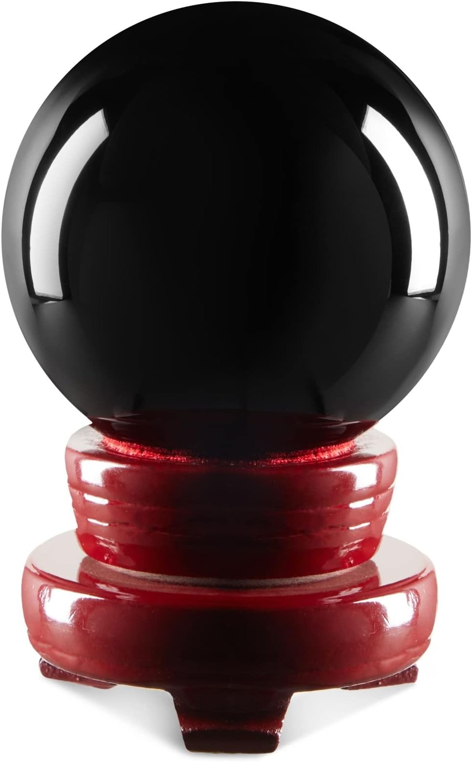 Juvale Obsidian Crystal Ball - 3.1-Inch Black Crystal Sphere with Wooden Stand - Polished Obsidian Stone Ball Decor & Scrying Orb for Meditation & Feng Shui Home Decor