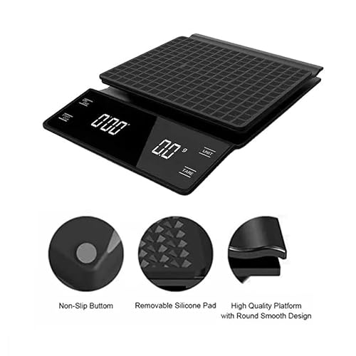 New Horrizon Rechargeable Coffee Scales, Digital Kitchen Scales, Food Weighing Scales with LCD Display 0.3g/3000g (3 Kg) Coffee Scale, Food Scales, Rechargeable Weighing Scale - Image 3