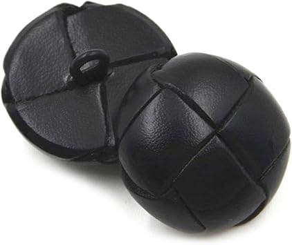 Fashion Decorative Metal Buttons, 5pcs Genuine Leather Covered Buttons 15mm-25mm Black Brown Leather Button for Coats Jacket Buttons,Black,15mm