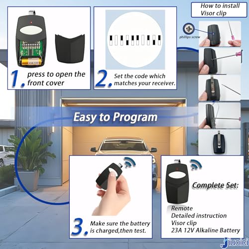 Image of 1PK Upgraded 1050 Remote for Stanley 310MHz 10-DIP Garage Door Gate Opener | Fits 1982-1995 Stanley 310MHz 10 DIP /Digit Opener, Replace 105015, More Stable & Secure, 150FT Long Range, Easy to Program