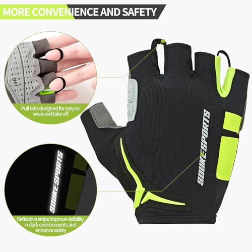 Image of Souke Sports Mens Cycling Gloves with Gel Pads Half Finger Bike Gloves Lightweight Anti-Slip Shock-Absorbing for MTB Road Biking