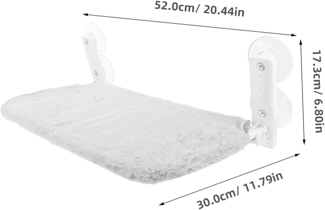 Suction Cup Cat Hammock Window Perch Bed 30x52cm Imitation Rabbit Fur | Iron Pipe Frame, Plastic Mounts, Indoor Sunbathing Spot, Removable Washable Design, Space-saving