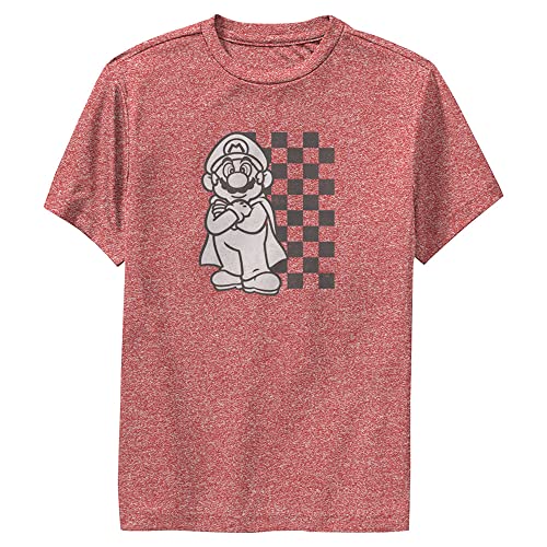 Nintendo Felpa con cappuccio per bambini a scacchi Mario Youth, erica rossa., Small