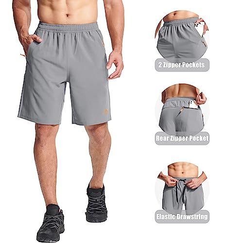 Magcomsen Mens Shorts 7 Inch Inseam Elastic Waist Hiking Shorts Fishing Shorts Active Quick Dry Shorts Running Workout Shorts Light Grey 33 #TOP4