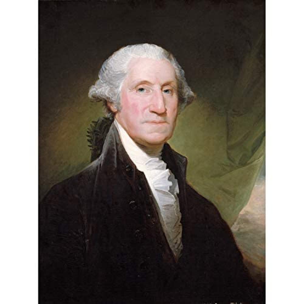 Artery8 Stuart Portrait President General George Washington Painting Art Print Canvas Premium Wall Decor Poster Mural