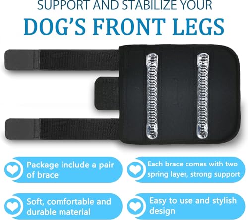 Image of INDEEMAX Front Leg Brace for Dogs & Cats, Dog Leg Brace with Metal Spring Inserts, Dog Leg Sleeve for Carpal Support, Dog Leg Sleeve with Reflective Straps, L /XL, 1 Pack