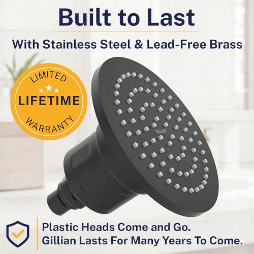 Image of Gillian Filtered Shower Head for Hard Water - High Pressure Metal Showerhead Filter For Hair and Skin with Genuine KDF-55 - Removes Toxic Chemicals, Chlorine and Heavy Metals, Matte Black