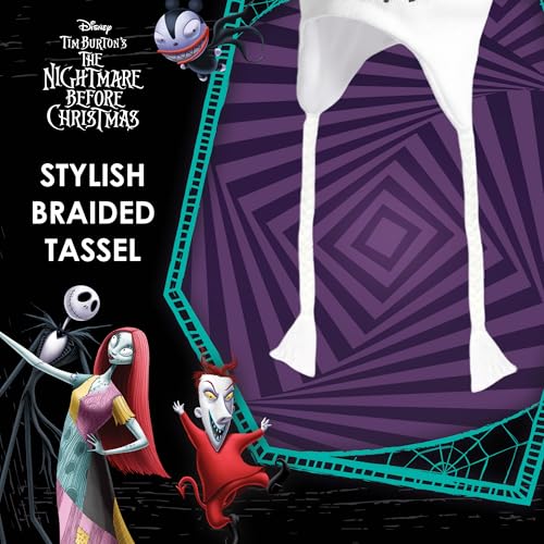 Image of Concept One Unisex Adult Disney the Nightmare Before Christmas Beanie Hat, Jack Skellington Peruvian Winter Knit Cap with Tassels