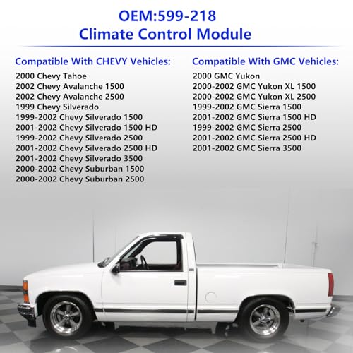 Interrupteur de climatisation K1500 K2500 Suburban commande de chauffage 599-218