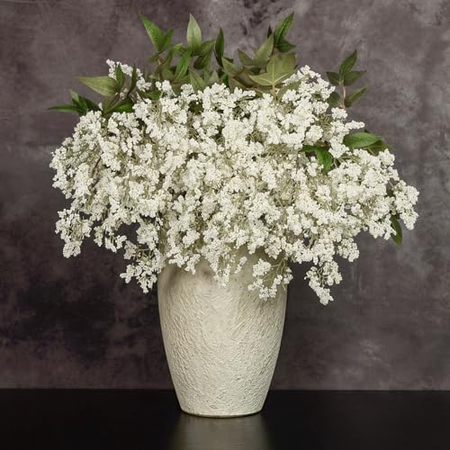 YooChenkin 3 Pcs 43 Artificial Sedum Spray Stems White Berry Branches for Tall Vase Faux Greenery Floral Picks for Farmhouse Home Decor Holiday Mantel DIY Arrangements