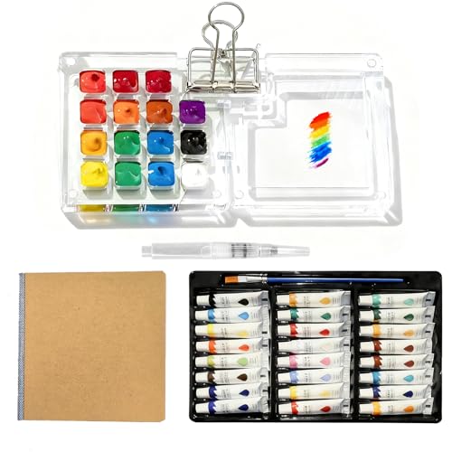 Palette aquarelle de voyage en bois pour peindre en plein air