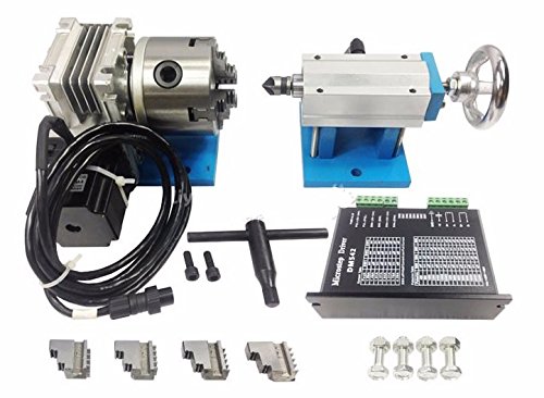 GOWE Parte CNC asse rotante 4° asse + contropunta CNC con driver motore passo-passo per macchina da incisione router CNC