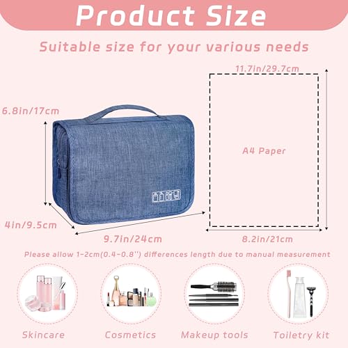 Image of Toiletry Bag Travel Bag with Hanging Hook for Women Men,Navy Blue | Waterproof Small Capacity Hanging Multifunctional Makeup Bag for Toiletries, Portable Cosmetic Bag Travel Organizer