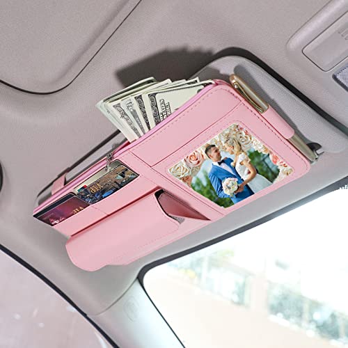 Organizador de visera de automóvil para accesorios interiores de automóviles, organizadores de visera solar con soporte para gafas y marco de fotos, bonitos accesorios para visera de automóvil para