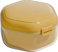 Vista 8 de Caja de baño para dentaduras postizas con cesta de colador, contenedor de almacenamiento para retenedores, impermeable, protector bucal para el hogar