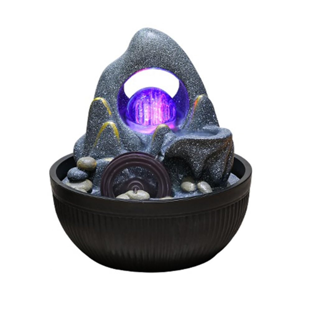ZTHYSHOZ Tabletop Fountain Waterfall Environmental Resin Desktop Fountain Mountain Water Zen Meditation Indoor Waterfall Office Table Decoration(Large)