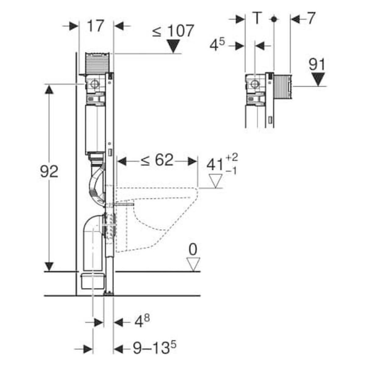 Geberit 111.030.00.1 Bastidor Duofix para Inodoro Suspendido, 98 cm, Cisterna Empotrada Omega 12 cm