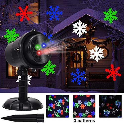 Twinkle Star Christmas Light Projector with 3 Switchable Lenses-Snowflakes/Elf/Fireworks Pattern Multicolor Moving Lights