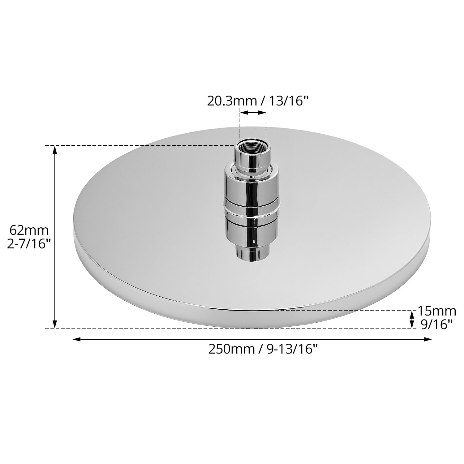 QWORK® Soffione doccia a pioggia Ø 23 cm, soffione doccia cromato ad alta pressione 360°, soffione doccia rotondo
