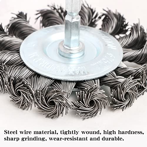 Image of FPPO 3PCS 3 Inch Knotted Wire Wheel Cup Brush and Twist End Brush Set,1 /4 inch Shank for Drill,Perfect for Rust Removal, Corrosion and Paint (Pack of 3)