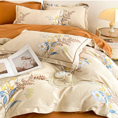 Linge de lit en coton doux à motifs floraux pour chambre parentale