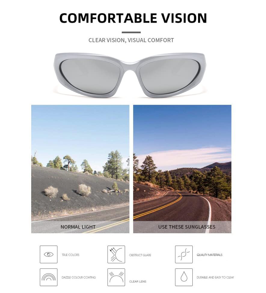 Wrap Around Sport Sunglasses for Men Women Y2k Sport Sun Glasses Goggles Shades Shield UV4004