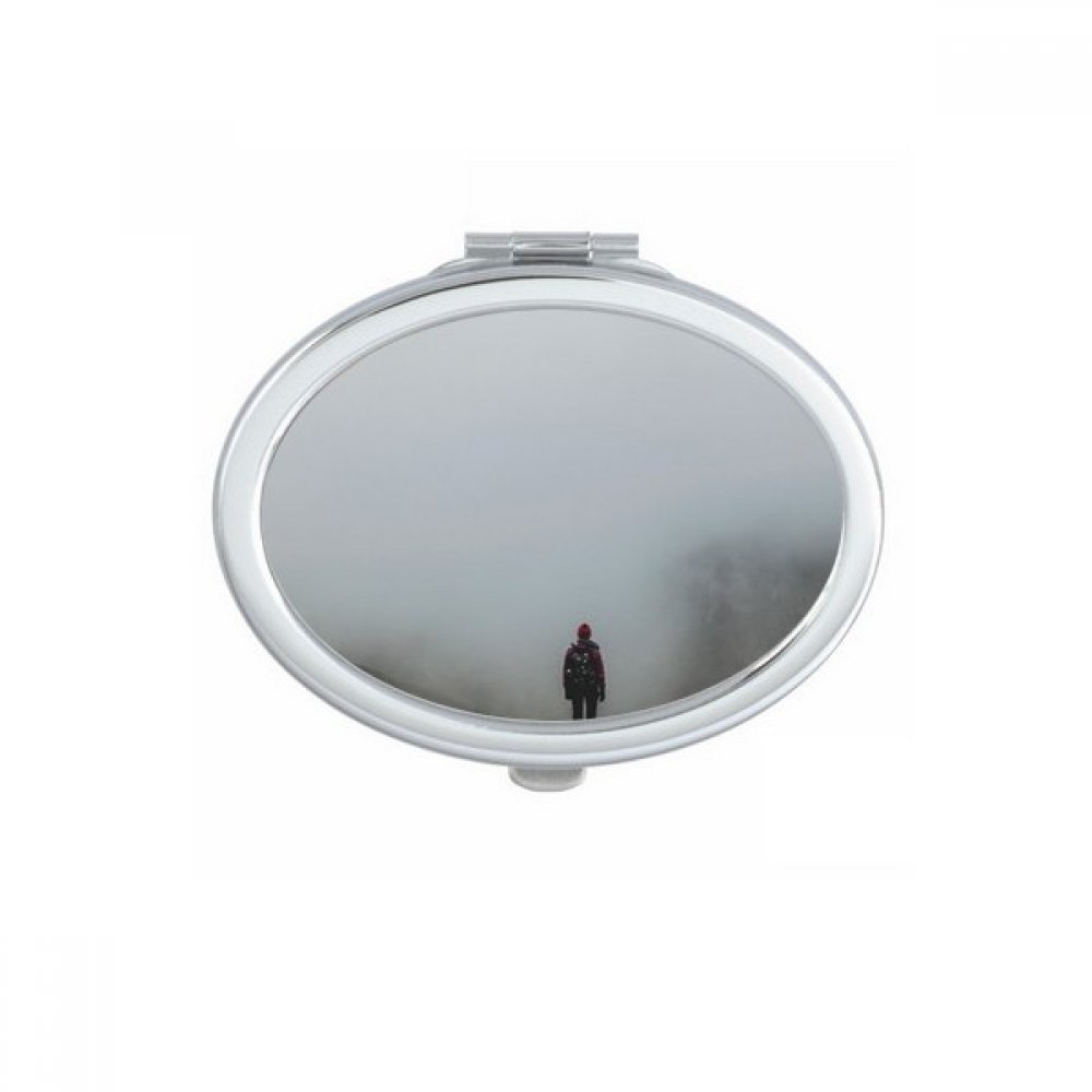Miroir de poche ovale nuages fog mountain nature voyage