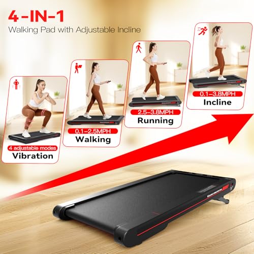 Image of Sperax Manual 10% Incline Walking Pad with App,4 in 1 Walking Vibration Pad,Under Desk Treadmill for Home with Remote Control