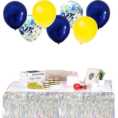 We Moment 12 Inch Navy Blue and Yellow Balloons with Confetti, for Wedding or Baby Shower Parties, Pack of 50 — view 3