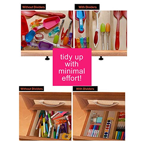 Bamboo Kitchen Drawer Dividers - Adjustable Spring Loaded Drawer Organizers - Drawer Separator For Kitchen Utensils, Bedroom Clothes Dresser, Bathroom, And Office - Expands From 17.5" - 22" - 4 Pack #TOP7