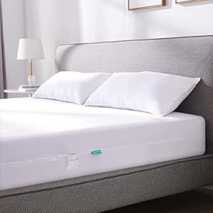 UTTU Wasserdicht Matratzenbezug 90 x 200 cm, Elastischer Anti Milben Matratzenbezug, Matratzenschutz mit 4-Seitigem Reißverschluss, Encasing Matratzenbezug für 15-25 cm Tiefe