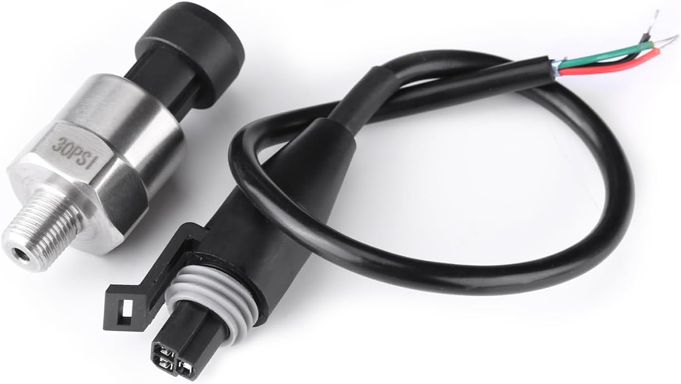 DC 5V Pressure Sensor 1/8 Inch NPT Threaded Pressure Transducer Sensor, Stainless Steel Pressure Sensor Transmitter Pressure Transmitter for Water, Fuel, Air(30PSI)