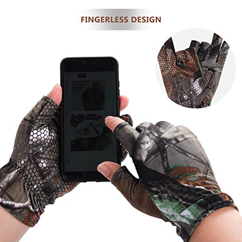 Eamber Camouflage Hunting Gloves Fingerless Gloves Pro Anti-Slip Sun Protection Lightweight Fishing Archery Accessories Hunting Outdoors (M) #TOP1