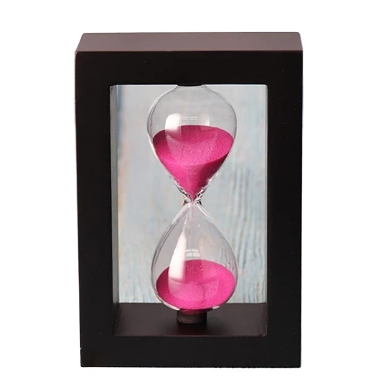 Wooden Hourglass Timer, Hourglass Sand Timer Wooden Clock Frame Glass Ornament Multicolor 5/15/30 min(Pink,5 min)