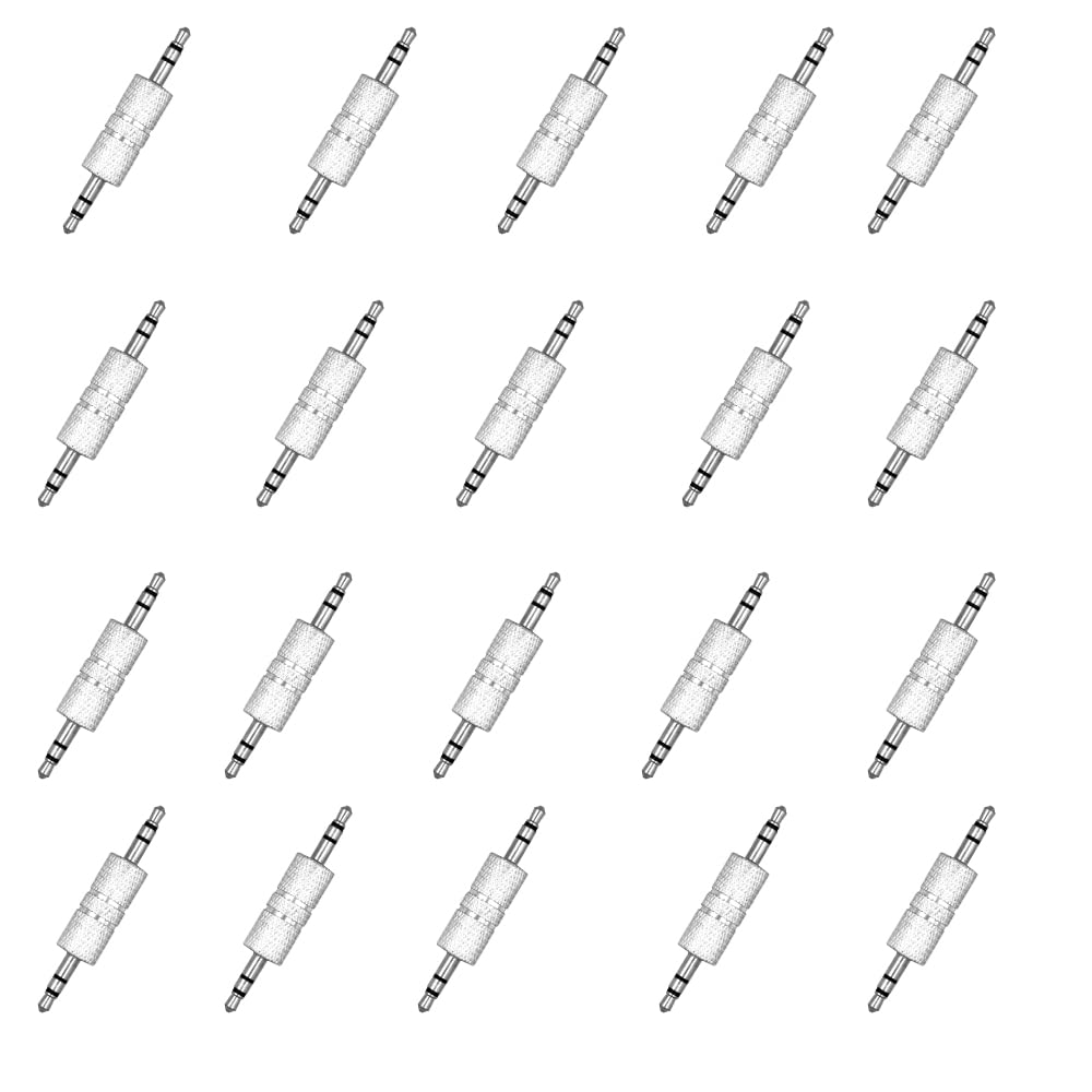 SETHDA 3.5 mm Male to Male Audio Connector, 1/8 inch Audio Adapter Metal 3.5mm Jack to 3.5mm Jack Adapter. (20 Pack)
