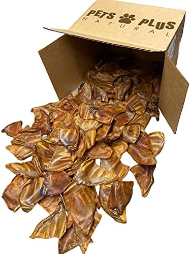 All Natural Jumbo Whole Pig Ears for Dogs (100 Pack) - 100% Natural Pork Ear Dog Treat by Pets Plus Natural