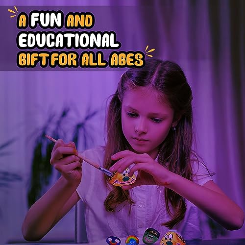 VIGOR PATH Kids Rock Painting Kit: 28-Piece Art and Craft Bundle - Includes 10 Paints (Glow in The Dark and Standard), Crafting Supplies, Ideal for Boys and Girls, Perfect for Kids Ages 4 and Above - Thumbnail 3