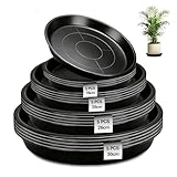Ezitruz 20 Piezas Platillos para Plantas 16cm/20cm/26cm/30cm Plato Maceta Redondo Negro Platos de Plastico Reutilizables Posavasos para Flores Jardín Balcón y Salón
